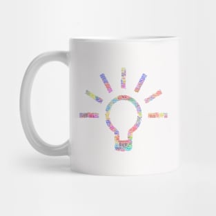 Light Bulb Idea Silhouette Shape Text Word Cloud Mug